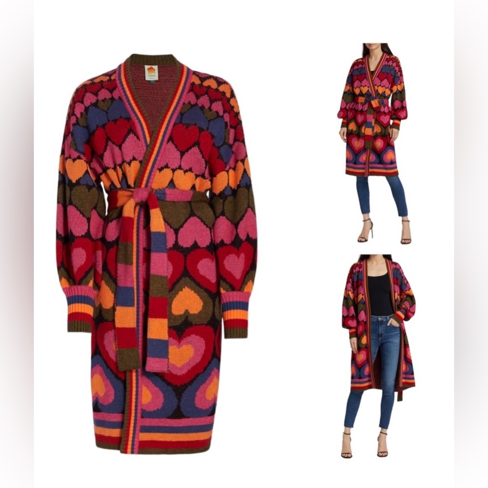 FARM Rio Multicolor Heart Pattern Sweater